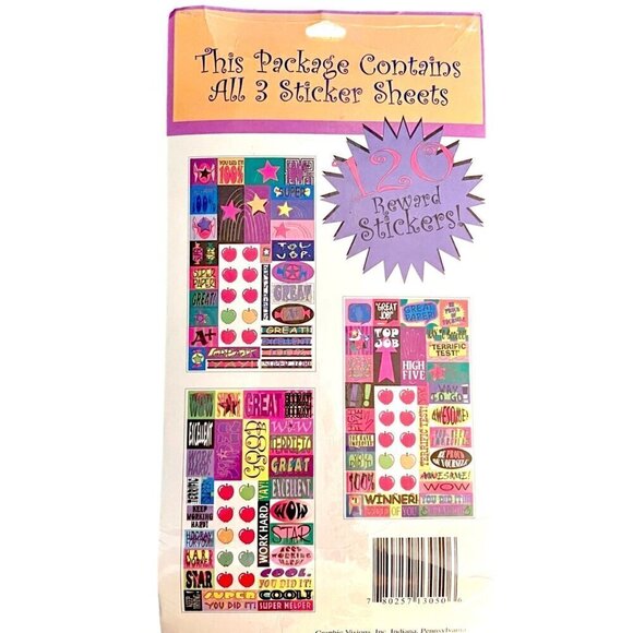 Vintage 90's Reward Stickers 120 Peel & Stick New Sealed 3 Different Sticker She - Picture 3 of 4